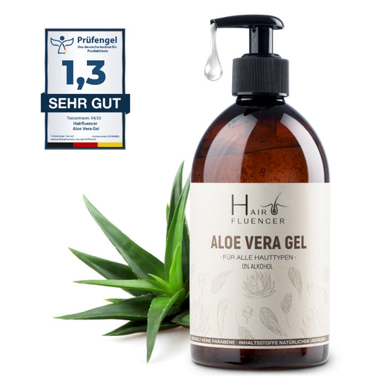 Hairfluencer Aloe Vera Gel aus 100% Blattsaft Bio Aloe Vera Gel zur Pflege von Haut und Haare - feuchtigkeitsspendend und entzündungshemmend - Aloe Vera gegen Pickel und Akne